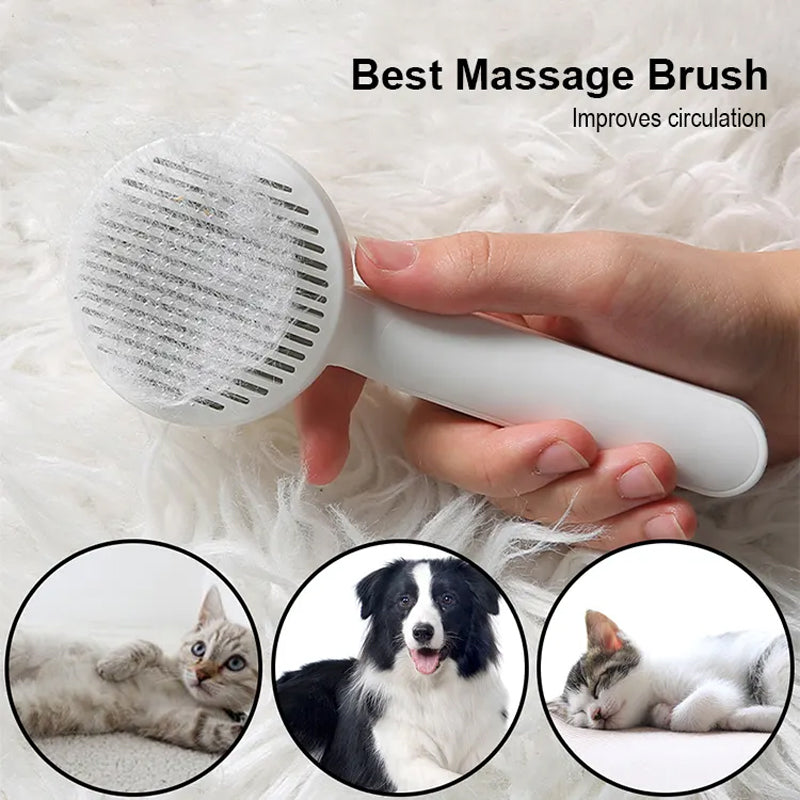 Hand holding a massage brush with text 'Best Massage Brush' and 'Improves circulation'.