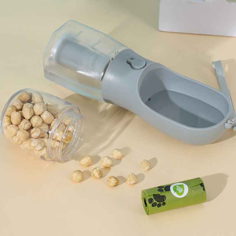 3-in-1 Dog Water Bottle – Food Dispenser & Waste Bag Holder