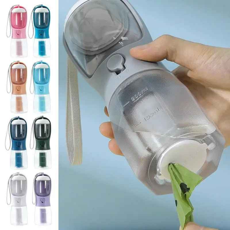 3-in-1 Dog Water Bottle – Food Dispenser & Waste Bag Holder