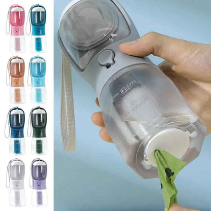3-in-1 Dog Water Bottle – Food Dispenser & Waste Bag Holder