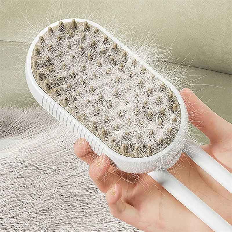 3-in-1 Steam Pet Grooming Brush – Electric Spray Hair Comb