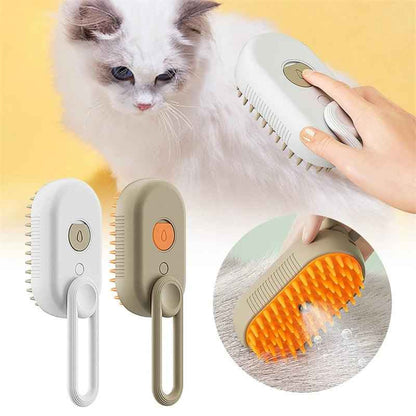 3-in-1 Steam Pet Grooming Brush – Electric Spray Hair Comb