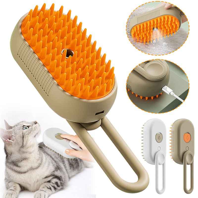 3-in-1 Steam Pet Grooming Brush – Electric Spray Hair Comb