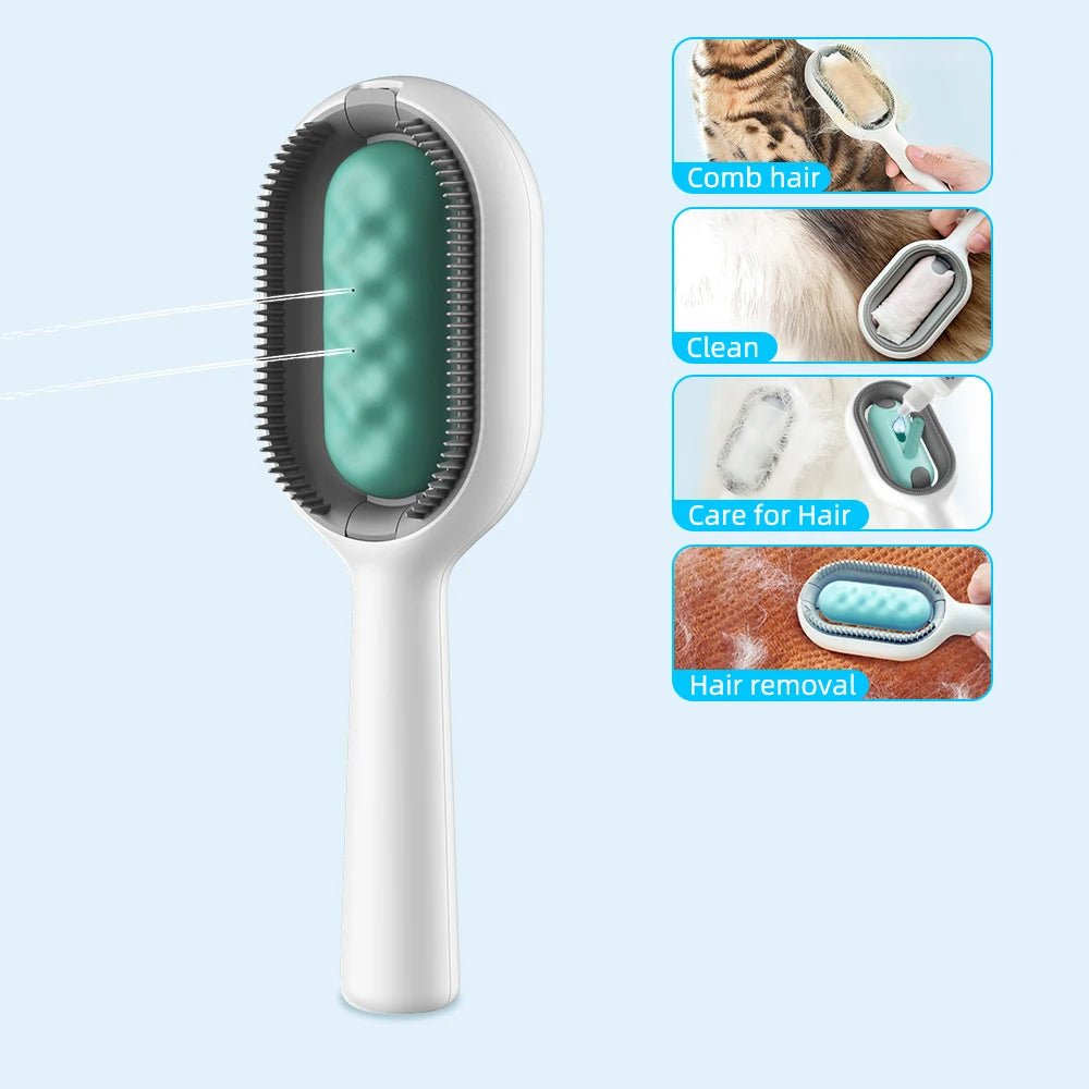 4 - in - 1 Cat Grooming Brush – Water Tank Hair Remover Tool - Dulypets