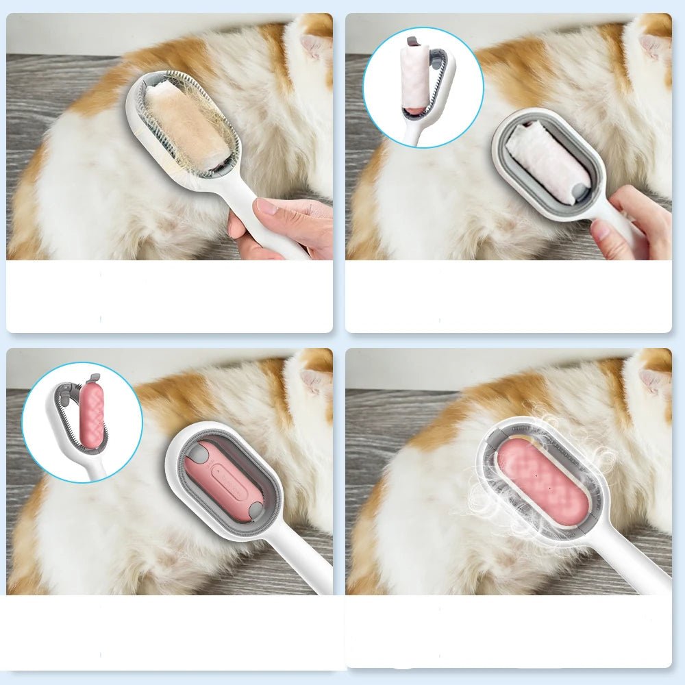 4 - in - 1 Cat Grooming Brush – Water Tank Hair Remover Tool - Dulypets
