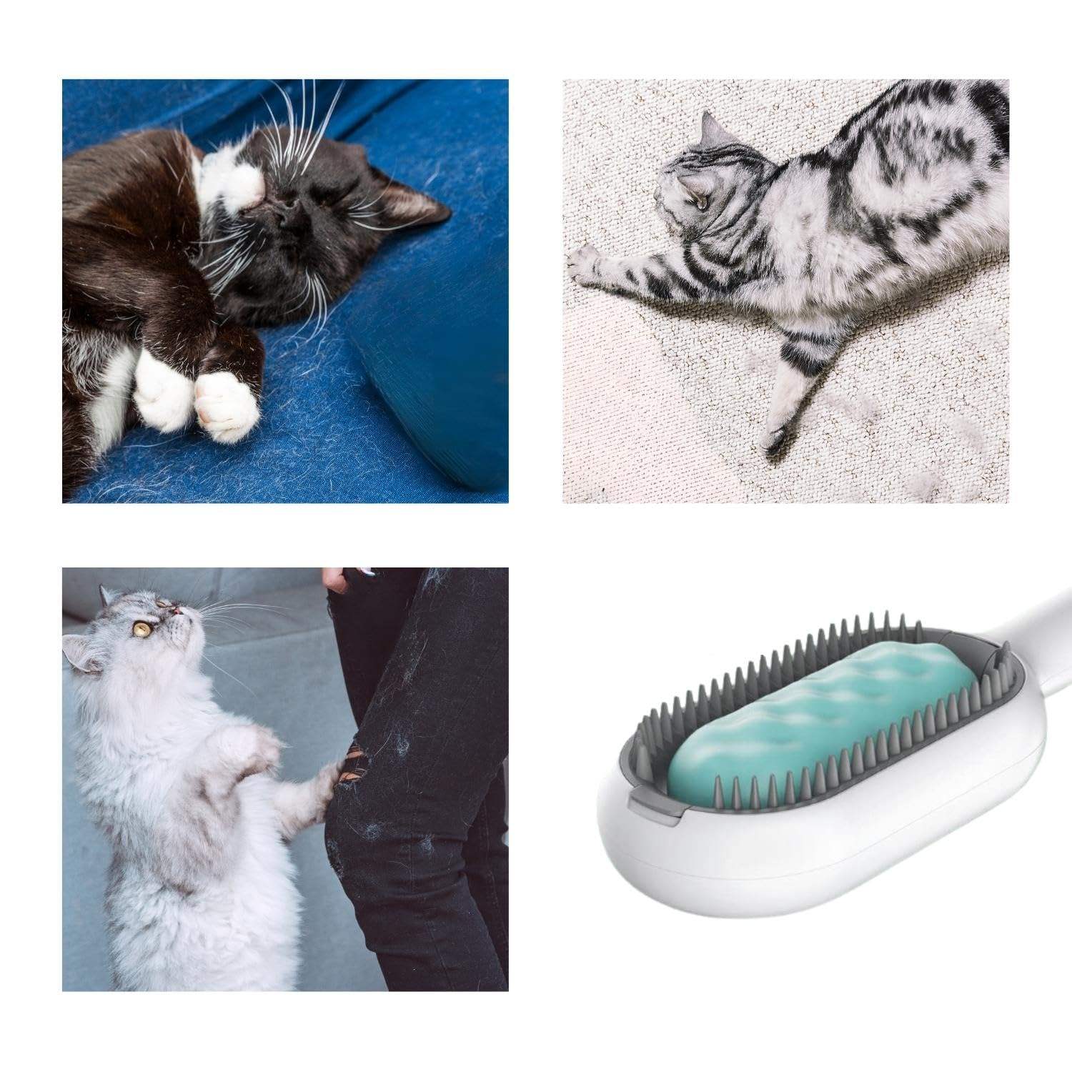 4 - in - 1 Cat Grooming Brush – Water Tank Hair Remover Tool - Dulypets