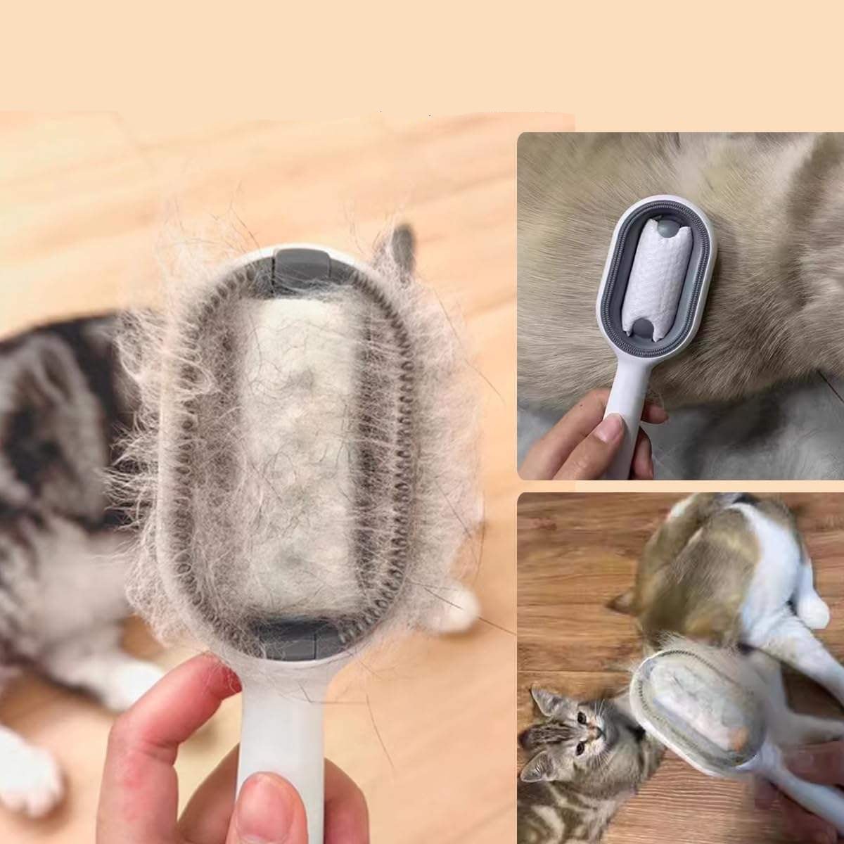 4 - in - 1 Cat Grooming Brush – Water Tank Hair Remover Tool - Dulypets