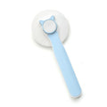 Light blue handheld device with a circular top on a white background