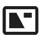 Black and white icon of a square with a diagonal line through it