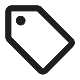 Simple line drawing of a product tag on a white background