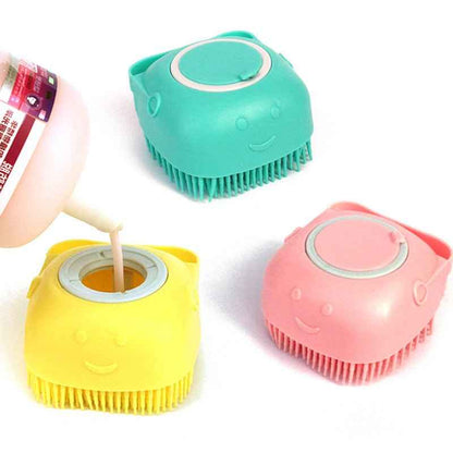 Silicone Pet Bath Brush – Shampoo Dispenser Grooming Tool