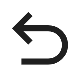 Black leftward arrow symbol on a white background